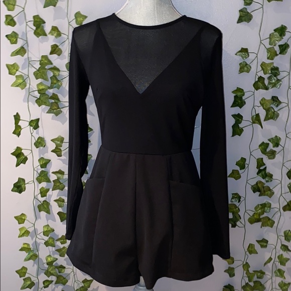 Hello Molly Dresses & Skirts - Hello Molly Long Sleeve Black Mesh Romper M